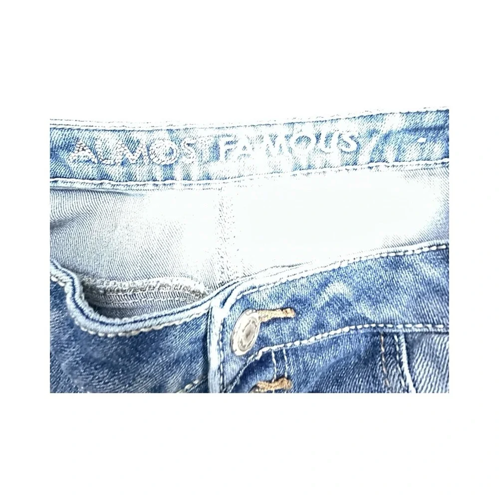 Almost Famous Denim Shorts Women 7 Blue High Waisted Distressed Cuffed Jean